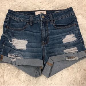 distressed blue jeans